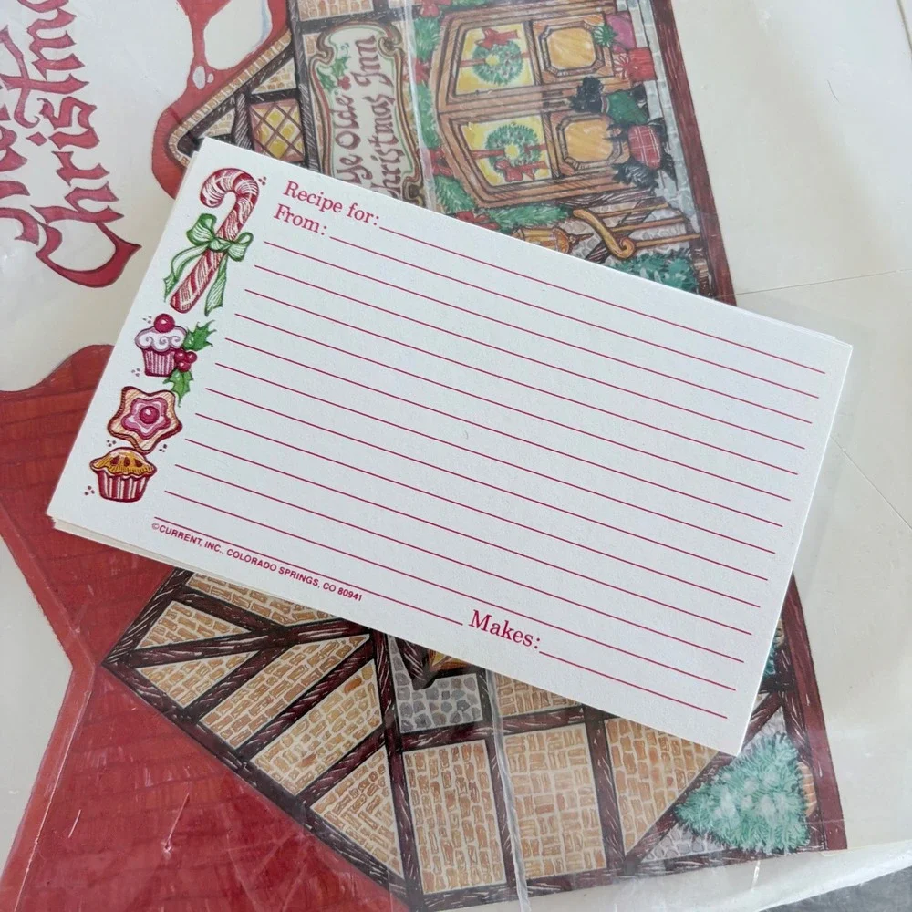 Vintage 1987 Current Inc Christmas Cottage Baked‎ Goods Gift Boxes Recipe Cards